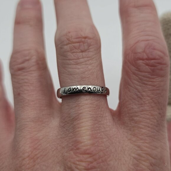 Size 9 Sterling Silver I Am Enough Ring A2617 - Picture 2 of 7
